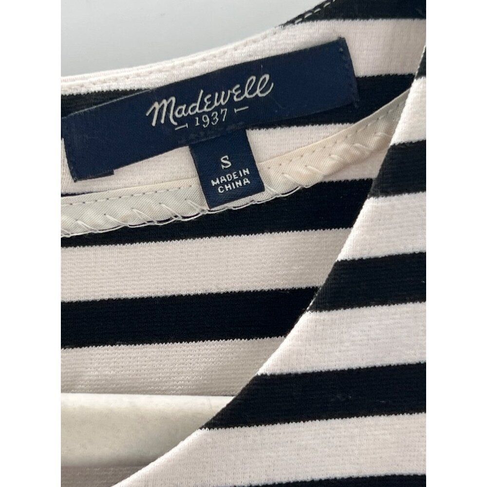 Madewell Womens Black White Striped Sleeveless Dress Size S Afternoon Fit Flare - Picture 4 of 8